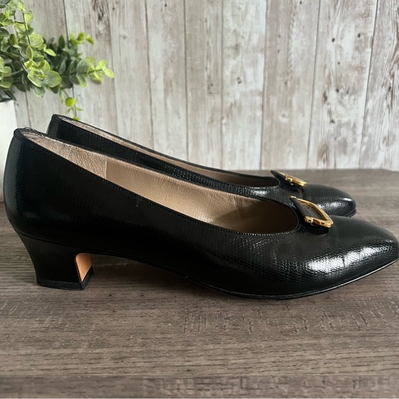Salvatore Ferragamo Black Heels with Gold Accent 6.5 - Picture 8 of 9